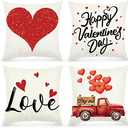 MOMOHOO Valentines Day Pillow Covers Throw Pillows Cover 18 x 18 Set of 4 Valentines Decor Sweet Heart Love Holiday Anniversary Wedding Cushion Case Decoration for Sofa Couch