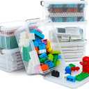 Citylife 6 Packs Small Storage Bins with Lids 3.2 QT Plastic Storage Containers for Organizing Stackable Clear Storage Boxes