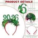 Pvoiue 2026 New Year's Eve Party Headband - Happy New Years Headband - Festive Party Dress-Up Hairband, Star and Tinsel Embellishments - New Year's Eve Celebration Accessory 4Pcs (Red + Gold + Green + Silver)