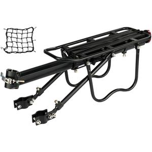 Dirza Rear Bike Rack Bicycle Cargo Rack Quick Release Adjustable Alloy Bicycle Carrier 115 lbs Capacity Easy to Install Black
