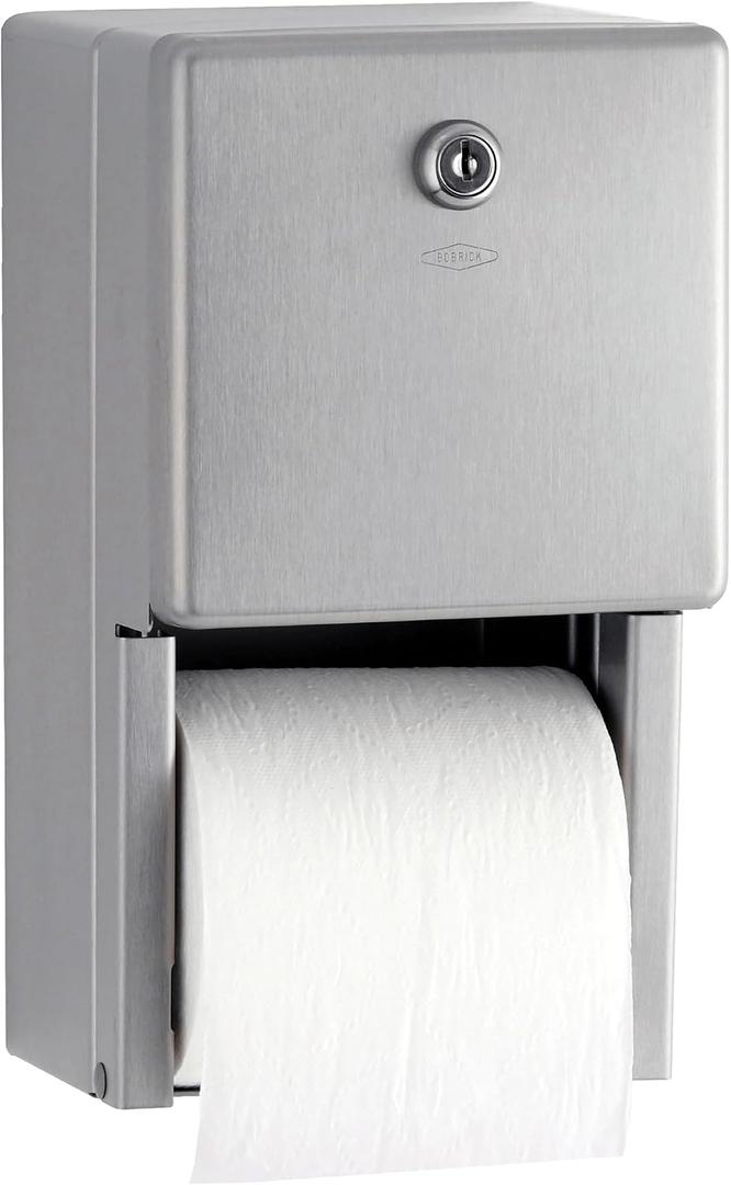 Bobrick Surface-Mounted Multi-Roll Toilet Paper Tissue Dispenser, Satin-Finish Stainless Steel (Model B-2888)