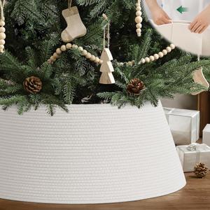 Christmas Tree Collar, Adjustable Tree Collars for Artificial Trees, Xmas Trees Stand Cover, Base Cover for Christmas, 28"10" (Large, White)