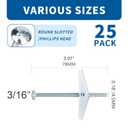 25pcs 3/16 Inch Hollow Wall Anchors for Drywall Ceiling