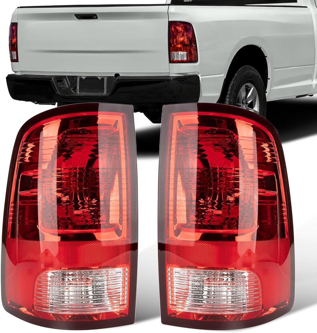 Tail Lights Fit Dodge Ram 1500 2500 3500 2009 2010 2011 2012 2013 2014 2015 2016 2017 2018 Rear Brake Back Up Cover Taillights Lens Assembly Left Driver Right Paeenger Side (Lamp Included) (2009-2018)