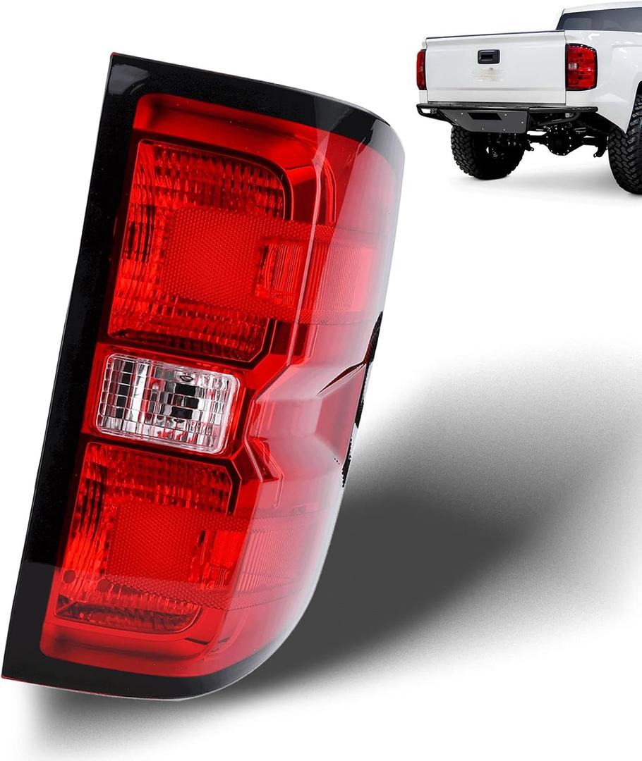 Tail Light Assembly Compatible with 2014 2015 Chevy Silverado 1500 2500HD 3500HD GMC Sierra 3500 HD Right Passenger Side Taillight Brake Lamps Bulb and Harness