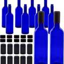 Cornucopia Brands Plastic Champagne Bottles (10-Pack, Blue); Empty PLASTIC Bordeaux-Style Champagne Bottles w/Screw Caps and Seals