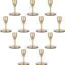 Gold Taper Candle Holders for Candlestick: Candeldo Christmas Candles Holder Bulk Table Centerpiece Set of 12 Metal Candles Stand Wedding Decor