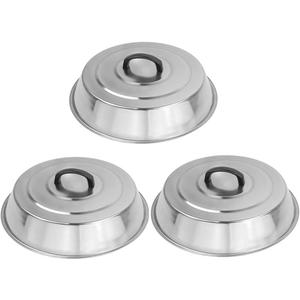 3 Sets BBQ Accessories 12 Inch Round Stainless Steel Basting Cover Wok Lids- Cheese Melting Dome and Steaming Cover, Best fits for Blackstone Camp Chef Flat Top Griddle Grill Cooking Indoor or Outdoor