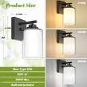 Set of 2 Wall Sconces for Bathroom, Modern Vanity Light Fixtures, Matte Black Wall Mount Lighting Lanterns, Farmhouse Wall Lights with Double Clear Glass Shade for Bedroom Living Room Mirror Hallway