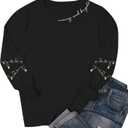 Christmas Sweatshirt Women Christmas Light Sweatshirts Merry And Bright Xmas Long Sleeve Shirts Crewneck Pullover Tops (Black, S)