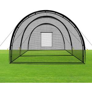 Baseball Batting Cage Net Batting Cages for Backyard Portable Baseball and Softball Batting Cages with Pitching Machine Hole and Detachable Door for Backyard Outdoor Hitting Practice (22 x 12 x 7 Feet)