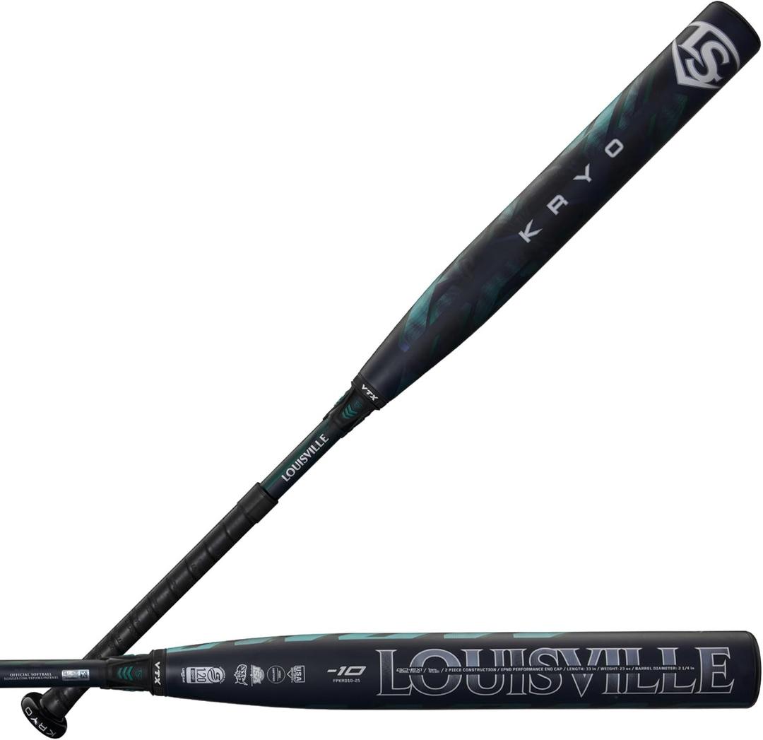 Louisville Slugger 2025 Kryo Fastpitch Bats: -11/-10/-9/-8 Drop (Grey/Teal)