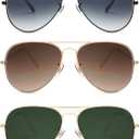 JIMMY SUNSHINE 2 Pack Classic Aviator Sunglasses for Men Women - Driving Eyewear with Real Glass Lens for UV Blocking