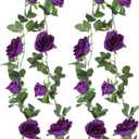 Felice Arts 2 Pack Dark Purple Artificial Floral Garland Each 6.5FT Fake Rose Vine Hanging Rose Garland for Wedding Flowers Table Centerpiece Arrangement Room Teepee Mirror Decor