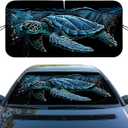 Sea Turtle Car Front Window Sun Shield Blue Funny Animal Art Ocean Heatshield Front Window Car Sun Shade Windshield Block UV Rays Sun Shade Visor Protector for Car Sedan Truck SUV Accessories (59"L x 31.5"W)