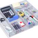 WuGeShop Expandable Office Drawer Organizer, 6 to 7 Compartments Adjustable Mesh Desk Drawer Organizer, Good Desk Organizer for Office Supplies and Art Supplies
