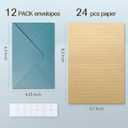 Tuhangcc Premium Velvet-Touch Stationery Set with Unique Design Colors - Best Paper and Elegant 4x6 Envelopes (24 Writing Sheets + 12 Envelopes) for Love Letters and Party Invitations (Lake Blue)