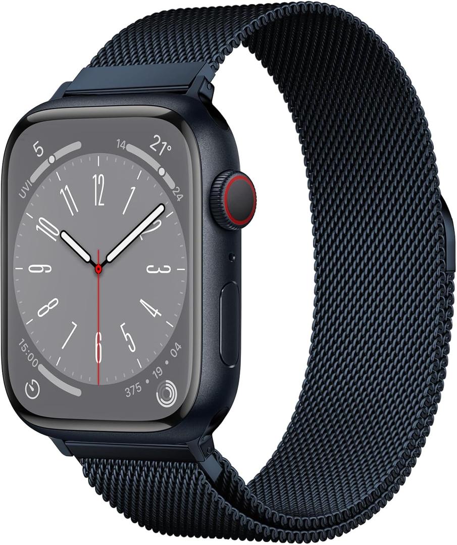 Original Milanese Loop Band Compatible with Apple Watch 38mm 40mm 41mm 42mm 44mm 45mm 46mm 49mm - Women & Men Magnetic Closure Adjustable Metal Strap for iWatch Series 11 10 9 8 7 6 5 4 SE2 3 Ultra2 3 (Midnight)