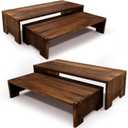 Large Display Riser Wood Risers Cupcake Stand 2 Tier Racks Decorative Rectangular, 2 Set 4 Piece Cologne Perfume Organizer Dessert Stands for Vendors Event