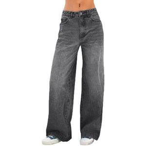 EMMIOL Women's 2026 Wide Leg Jeans Distress Mid Waist Denim Pants Vintage Y2K Trousers,XL