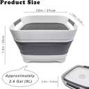 2.4 Gal (9L) Collapsible Dish Basin with 2 Drainage Plugs - Foldable Sink for Kitchen, Camping, RV | Space-Saving Multifunctional Wash Basin for Veggies, Dishes