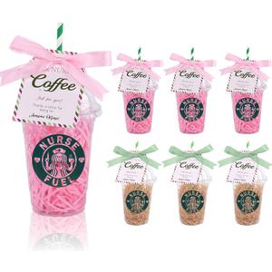 Nurse Appreciation Gifts, 6 Pack DIY Coffee Cup Gift Card Holder Kit with Ribbon, Stickers, Straws, Nurses Week Gifts Bulk 2026, School Nurse Gift, Thank You Nurses Gift for Women, RN, LPN, Graduation