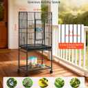 VEVOR Bird Cage, 24.6 x 16.7 x 53.9 inch, Flat Top, Wrought Iron Bird Flight Cage with Perches, Slide-Out Tray and Plastic Feeders, Casters, for Parrot, Blue Tit, Cockatiel, Canary, Budgerigar, Conure