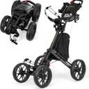 EASEGO Golf Push Cart 4 Wheel : Golf Walking Carts with Phone Holder/Cup Holder/Umbrella Holder/Foot Brake/Cooler Basket 4 Wheel Superlite Golf Pull Cart All-Terrain Golf Caddy Carts, 30.31 Inch