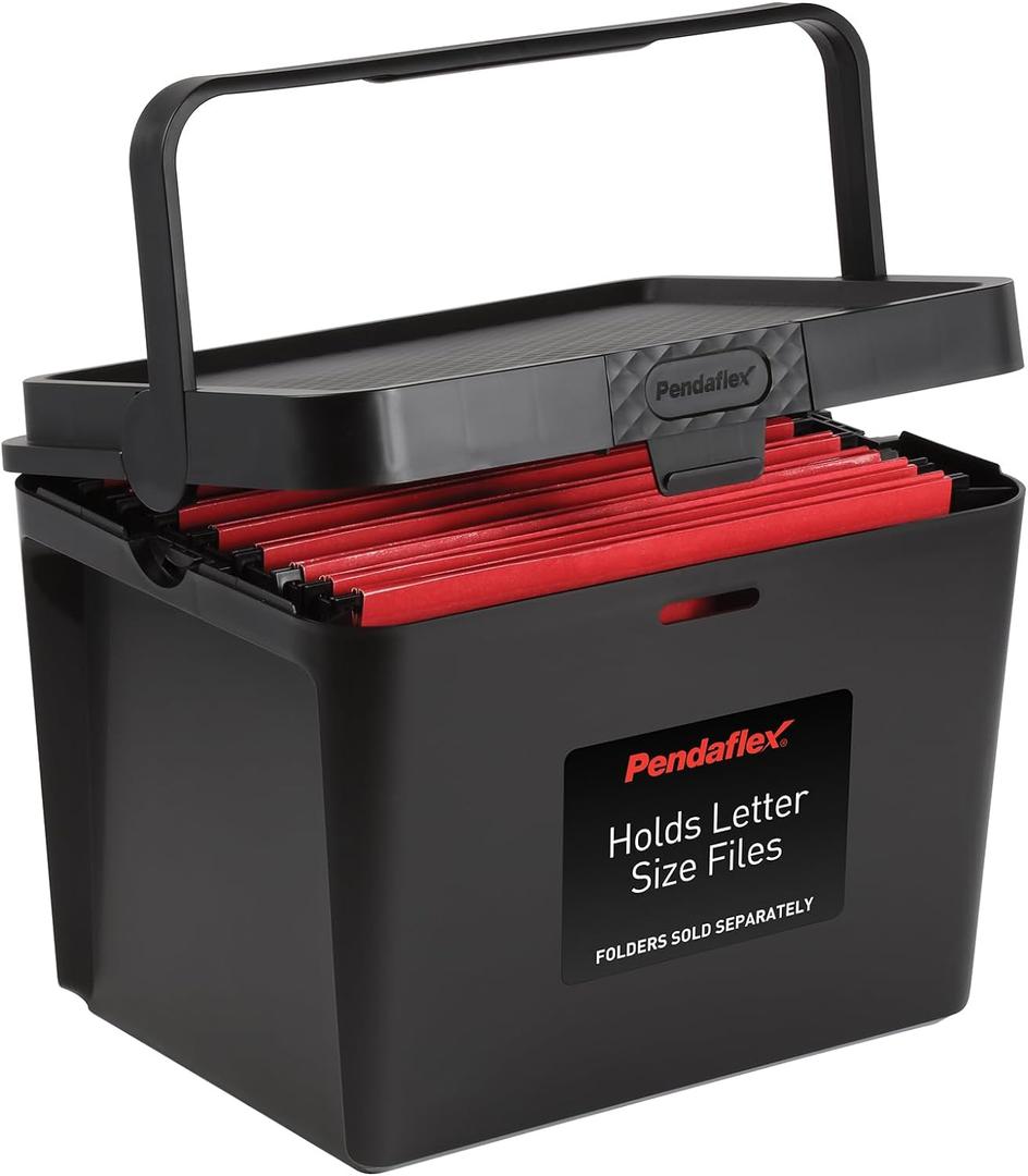 Pendaflex Portable File Box, Letter Size, 14.25" x 9.25" x 11", Black