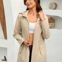 Women's Rain Jacket Long Lightweight Hooded Windbreaker Raincoat Outdoor Waterproof Trench Coats Travel Jacket (Green, M)