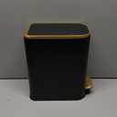 Cesun Small Bathroom Trash Can with Lid Soft Close, 5 Liter/1.3 Gallon Stainless Steel Garbage Can with Removable Inner Bucket, Step Pedal, Slim Waste Basket for Toilet, Office, Bedroom (Black&Gold)