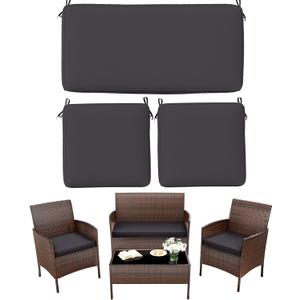 3 Pack Outdoor Replacement Cushions, Fit for 4-Seater Wicker Rattan Patio Conversation Set, 36x18x3,18x18x3, Liner & Cover