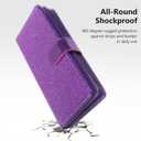Varikke for Samsung Galaxy S24 Ultra Wallet Case Detachable with RFID Blocking Card Holder for Women, Glitter PU Leather Strap Wrist Magnetic Flip Wallet Removable Phone Case Cover 6.8", Dark Purple