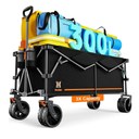 Navatiee 300L Collapsible Wagon Cart Foldable Extra Large, 48''L Folding Extended Beach Wagon with 440LBS Weight Capacity and Big All-Terrain Wheels, Heavy Duty Utility Garden Cart for Sports Outdoor
