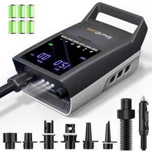 Rechargeable Paddle Board Pump, 2025 Portable SUP Air Pump with Dual Stage Inflation, 3x4500MAH, Up to 20 PSI, 30% Faster with Auto-Off, Ideal for Kayaks, Boats, and Tents (Grey)