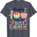 Happy 100 Days 1st Grade Kids Boys Girls 100 Days Smarter T-Shirt, Heather Blue, Size Small