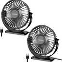 TriPole Desk Fan USB Powered 2 Pack Black Small Portable Fan, 3 Speeds Strong Airflow Mini Fan 360Rotation Personal Fan 5.1 Inch Table Fan for Home Office Bedroom Desktop Travel, 4.9ft Cable