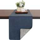 Table Runners 55 Inches Long, Dual-Sided Faux Leather Farmhouse Table Runner Waterproof Heatproof Non-Slip for Living Room Party Home Decor Holiday Decorations(Gray Blue, 15 x 55 Inch)