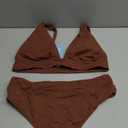 Yonique Thong Bikini Set High Waisted Two Piece Swimsuit High Cut Bikini V Neck Bathing Suit (X-Large, Brown)