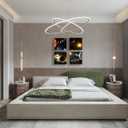 Universe Starry Sky Wall Art Outer Space Planet Canvas Decoration Paintingfor Bedroom, Living Room, Bathroom Decor Posters for Kids, Boys or Girls Room Home Decoration,12"x12" 4Framed (yellow)