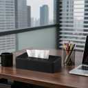 PU Leather Short Tissue Box Cover Rectangle, Small Tissue Box Holder with Magnetic Closure, Decorative Rectangular Tissue Holder for Bathroom Car Office (Black)