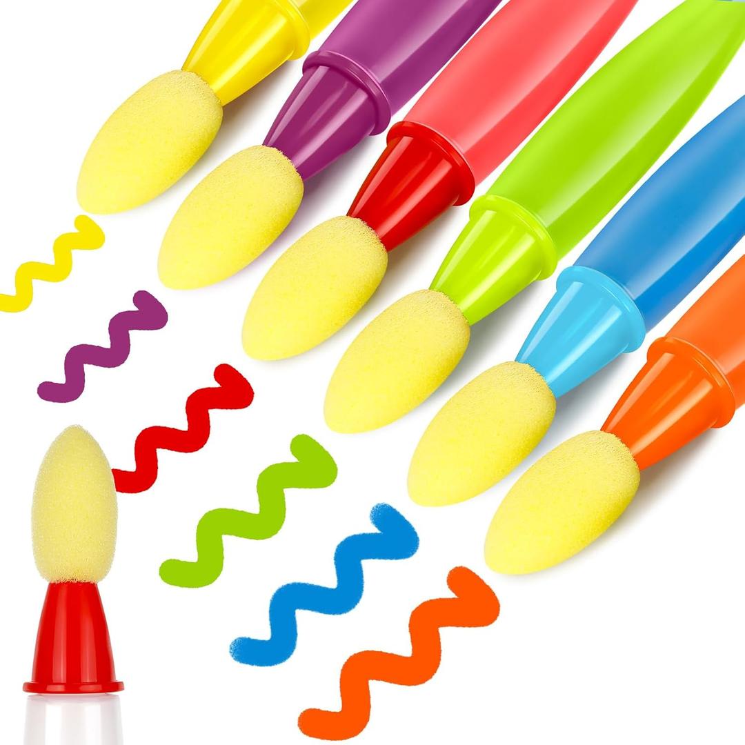 6 Pcs Sidewalk Chalk Paint Brush, Washable Sidewalk Paint Brush with Liquid Chalk Set, Easy to Clean Reusable, Come with Pigment Powder