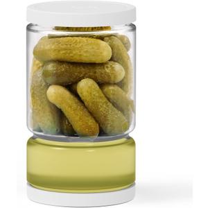 ForTidy Glass Pickle Jar with Strainer Flip for Pickle Lover - 45OZ Leakproof Airtight Juice Separator for Olive, Gherkin or Chilli, BPA Free, Dishwasher and Refrigerator Safe (White, 45 oz*1 pack)