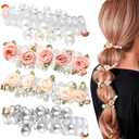 4 Pcs Rose Spiral Hair Ties for Women, Hair Ties No Damage, Elegant Flower Hair Tie, Phone Cord Hair Tie for Daily Use, Party (4 Styles)