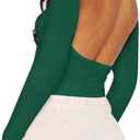 ForeFair Women Sexy Backless Short Sleeve Slim Fit Crewneck Summer Casual Y2K Crop Tee, Medium