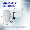 BlueStars WPW10730972 W10130913 Washer Drain Pump Assembly - For Whirlpool 9200 duet washer, Kenmore he2 plus, Maytag 2000 3000 4000 series wfw8400tw02 wfw9200sqa10 - Replaces 8540024 W10117829
