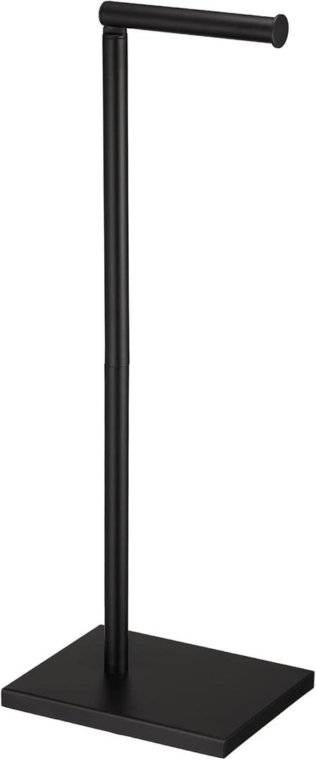 Free Standing Bathroom Toilet Paper Holder Stand with Reserve, Stainless Steel Pedestal Tissue Roll Holder, Black DECLUTTR