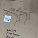 Fivenl 2 Pack 6 Feet Portable Folding Table White, Steel Legs Fold-in-Half with Carrying Handle Rectangular Plastic Foldable Table for Party, Wedding, Camping, Picnic, Dining, Indoor Outdoor Events
