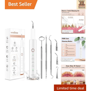 Electric Teeth Cleaner & Plaque Remover with LED Light - 4 Modes & Travel Kit