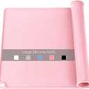 Standard Silicone Mat Pink Baking Mat-Multipurpose Kid Placemat Reusable Kitchen Countertop Mat Dough Pad with Raised Edges Silicone Heat Resistant Mat for Air Fryer (1Pack 23.6'' x 15.7'')